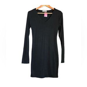 NWT!‎ Active USA black dress long sleeve v neck.